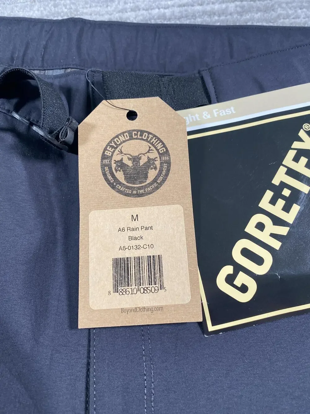 Beyond Clothing A6 Rain Pants Mens Medium Black GORE-TEX Waterproof Made USA